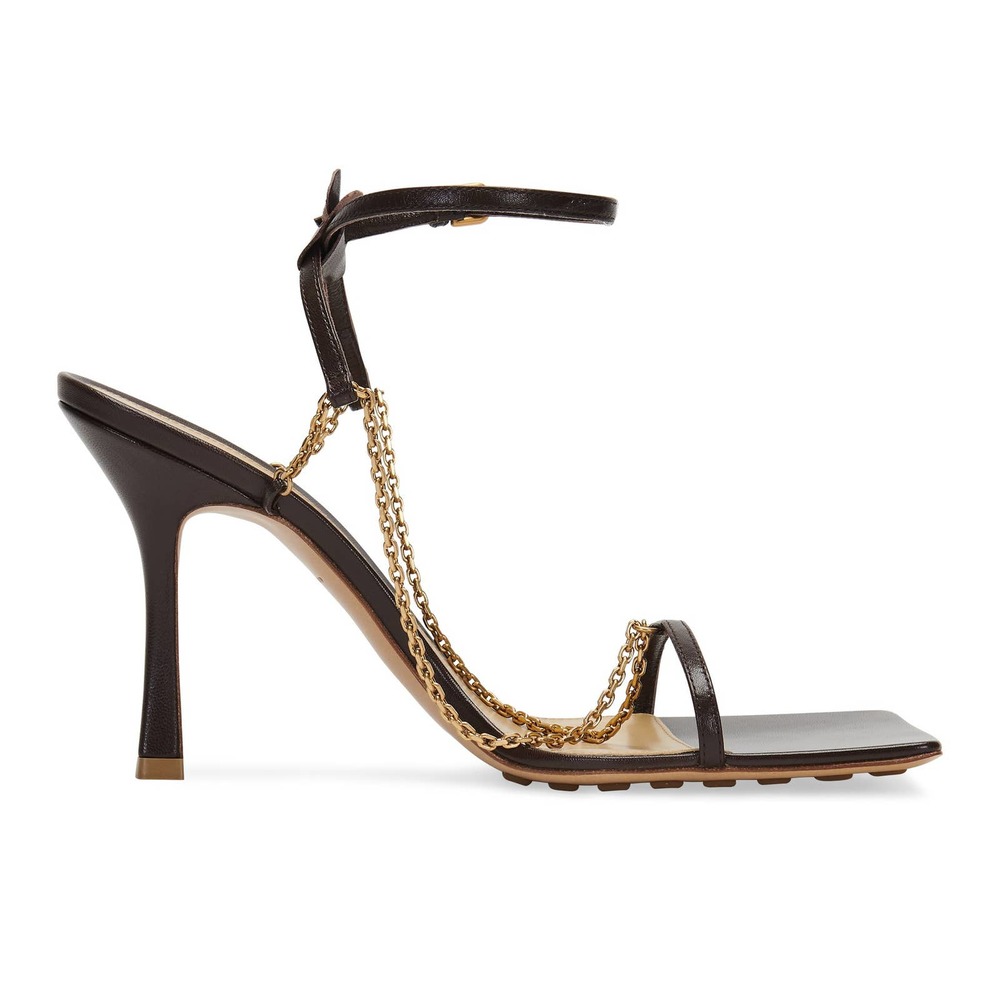 BOTTEGA VENETA LAMBSKIN STRETCH TOE CHAIN STEILLETTO SANDALS